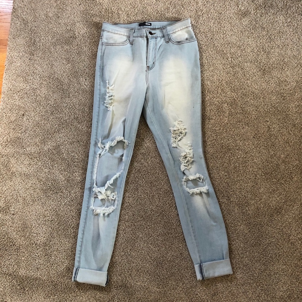 Fashion Nova Light Wash Ripped Skinny Jean